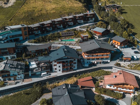 A bird’s-eye view of Bachgut, the resort.