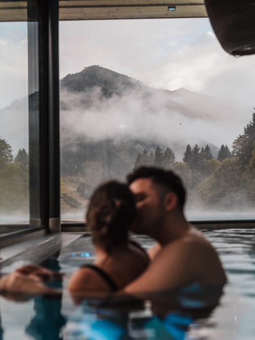 A couple swimming in the water.